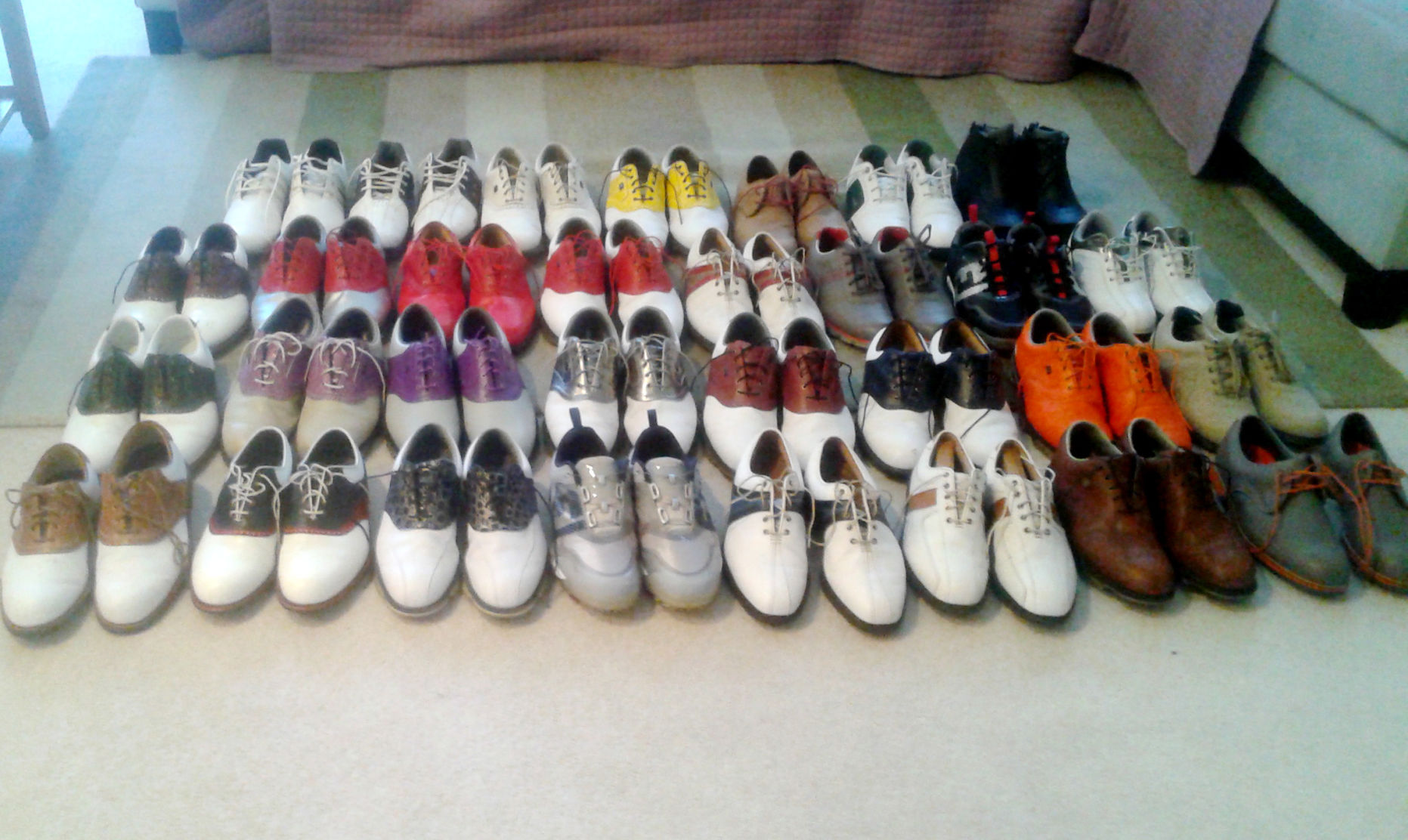 Rodney Rickabaugh's rainbow of shoes